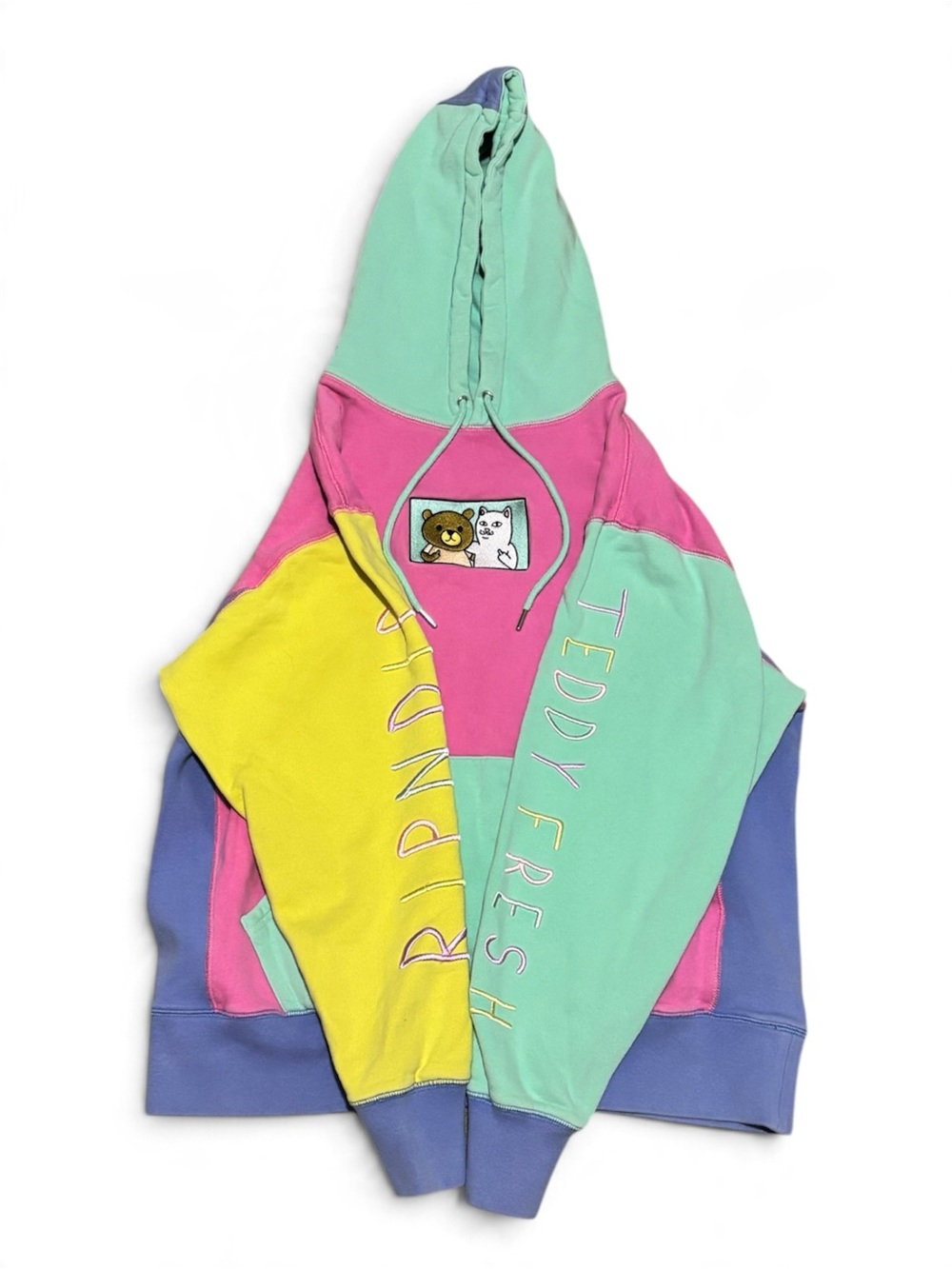 RIPNDIP x Teddy Fresh 2.0 Pastel Colourblock Hoodie Size Large